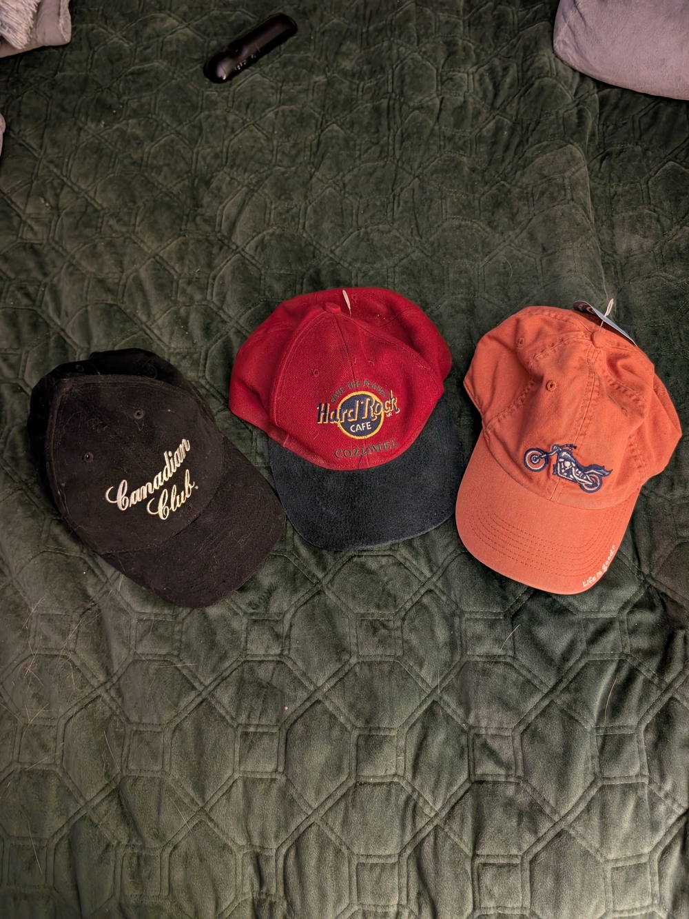 3 Baseball Caps, Hard Rock Cafe, Canadian Club,NWT Harley Baseball Caps